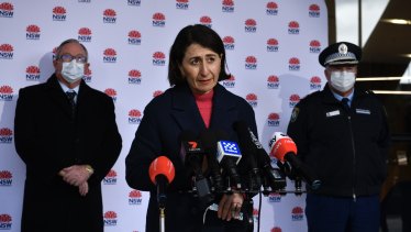 NSW Premier Gladys Berejiklian breaks the news on Sunday that Sydney had recorded 77 new cases and one death.