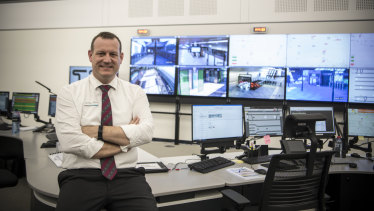 Metro trains operations manager Cory Roeton at the nerve centre of the Metro North West line at Rouse Hill.