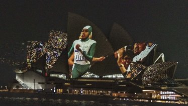 olympic win projected onto opera house