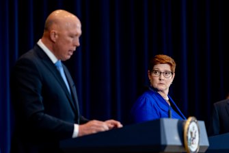Peter Dutton and Marise Payne in Washington.