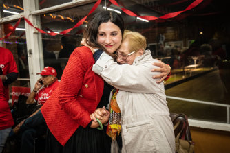 Newly elected Labor MP Carina Garland with her proud nonna, Luciana Cussigh, after winning the seat.