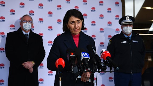 NSW Premier Gladys Berejiklian breaks the news on Sunday that Sydney had recorded 77 new cases and one death.