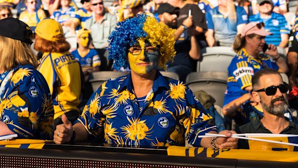 Eels fan Josephine Oshana wears her colours with pride.