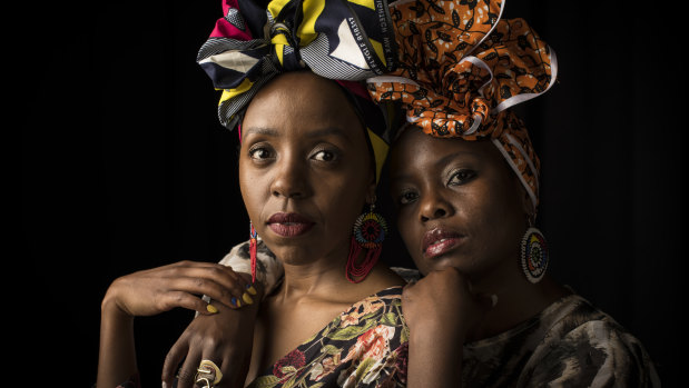 Niwa Mburuja, left, and Wanyika Mshila 
 are 2 Sydney Stylists. As African-born Australian women, they are passionate about the art and beauty of African head-wraps. They will be sharing their ideas in a practical head-wrapping workshop as part of the All About Women festival.