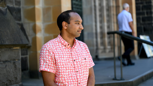 Jeremy Ambrose, 38, at St Patrick’s Cathedral in East Melbourne after the death of George Pell and recent death of Pope Benedict XVI.