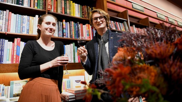 Karl Sagrabb and Anna McShane-Potts enjoy a glass of bubbly on opening night at Hill of Content. 