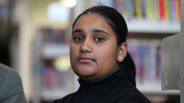 School captain Aishy Badesha said it was good to be back at school but that she was nervous about students spreading COVID-19.