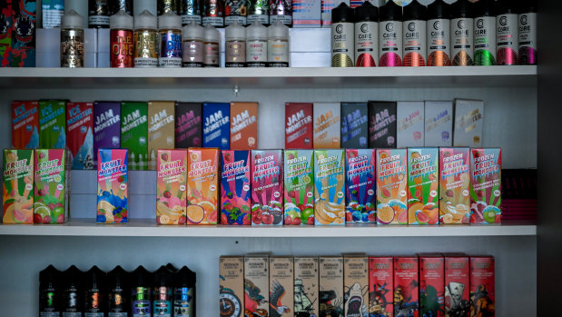 Vapes on display at a store in Melbourne in 2023.