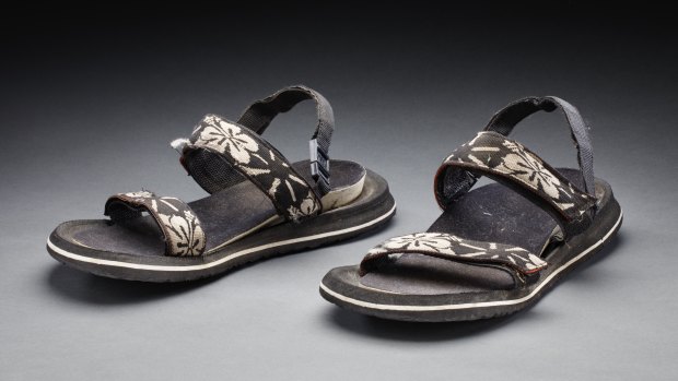 The sandals Michael Long wore on "The Long Walk".