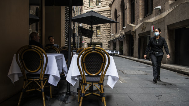 Quiet cafes and restaurants in Ash Lane, Sydney.