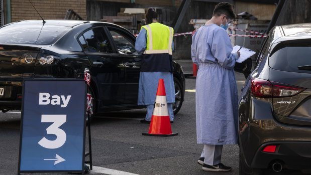 A COVID-19 testing drive-through clinic in Summer Hill on Thursday.