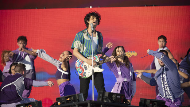 Harts, aka Darren Hart, at a dress rehearsal for the T20 women's cricket World Cup opening ceremony.