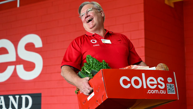 Coles chief executive Steven Cain at the click and collect site at Coles Southland on Wednesday.