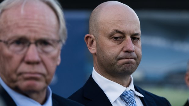 Falllout: ARLC chairman Peter Beattie and NRL chief executive Todd Greenberg speak after the decision.