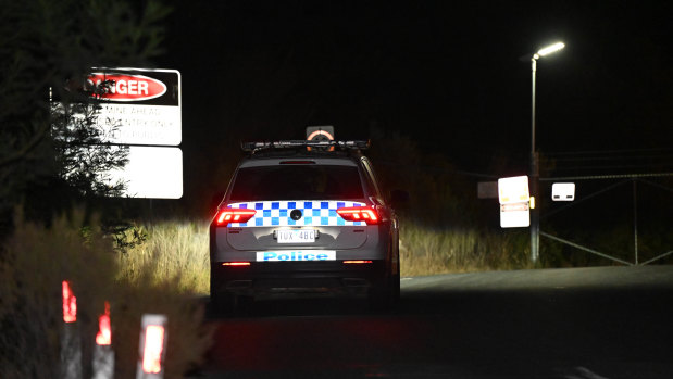 Police at the scene of a mine collapse in Ballarat.