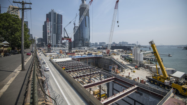 The construction of an underground metro station at Barangaroo.