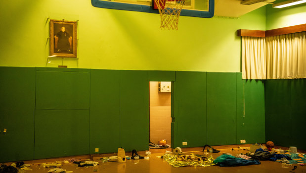 Protesters' belongings left behind at the sport complex at the Hong Kong Polytechnic University. Searches on Wednesday have failed to find any protesters.