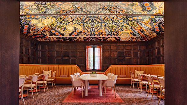 Dazzling ceiling mural at Good Press cafe, Museum Hotel.