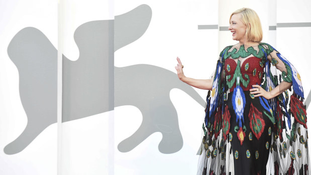 Cate Blanchett walks along the red carpet during the closing ceremonies for the 77th Venice International Film Festival.