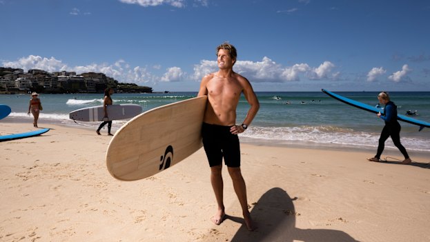 Bondi Rescue lifeguard Anthony “Harries” Carroll enjoys surfing with the beginners and the blow-ins.