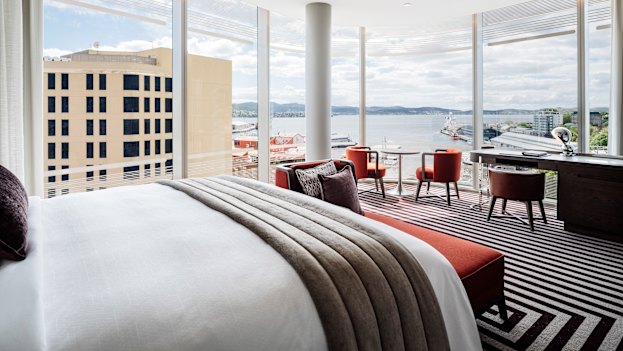 Overlooking Hobart’s waterfront, the Tasman’s 152 rooms are part of the redevelopment of former state government offices.
