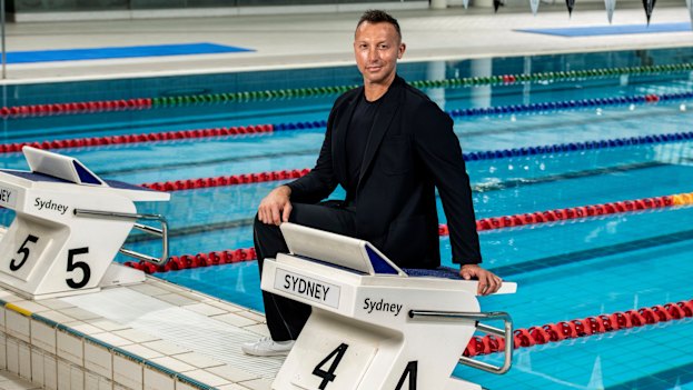 Ian Thorpe at the Sydney Olympic Pool nearly 26 years after his triumphant Sydney 2000 Olympics.
