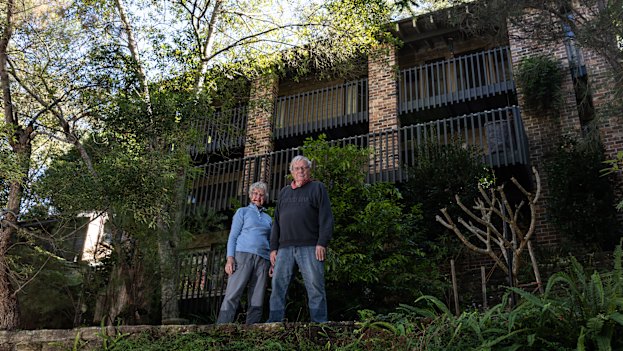 Hugh and Belinda Hopkins in their Pymble home where they have lived since 1980. The home was from a pattern design altered to fit their steep block.