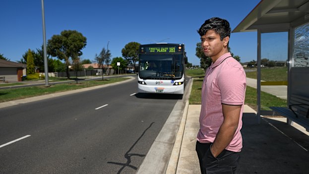 Afroz Rifai waits for a bus in Tarneit.