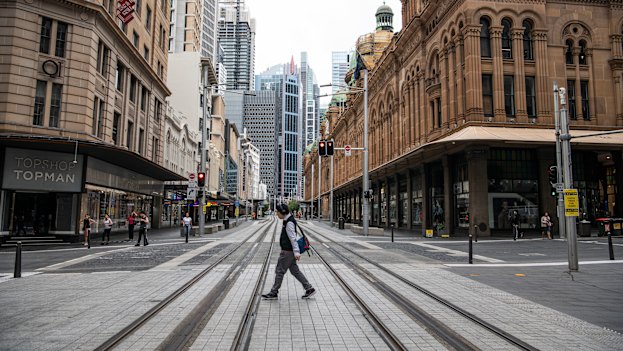Sydney's George Street was almost empty in April 2020.