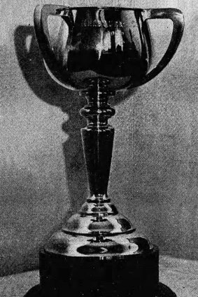 A duplicate of the 1963 Melbourne Cup which was stolen from a display window at the New Zealand Tourist Bureau.