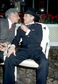Mark Fleischman and Tony Curtis during a celebration For Entertainment Tonight.