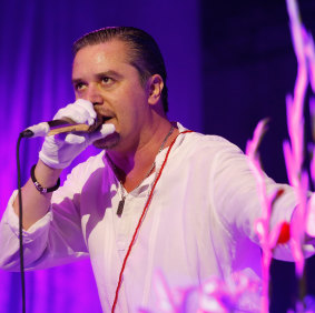 Mike Patton on stage with Faith No More in Melbourne as part of the Soundwave festival in 2015.