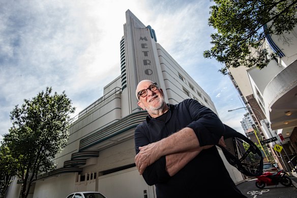 Peter Sheridan, head of Potts Point Preservation Group, at the Minerva Theatre building, which Gretel Packer is the only operating art deco commercial building among many art deco apartment blocks in the area.