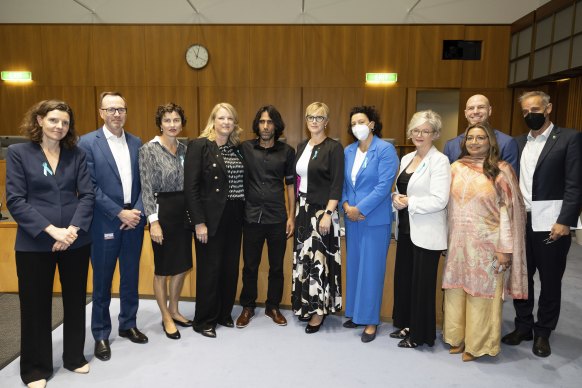 Behrouz Boochani met with a number of MPs and senators before speaking in Parliament House on Tuesday.