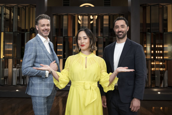 With her fellow judges/hosts, Jock Zonfrillo (left) and Andy Allen.