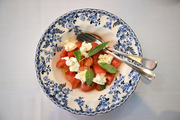 Sosta Cucina’s caprese salad with vine-ripened tomatoes and fior di latte.