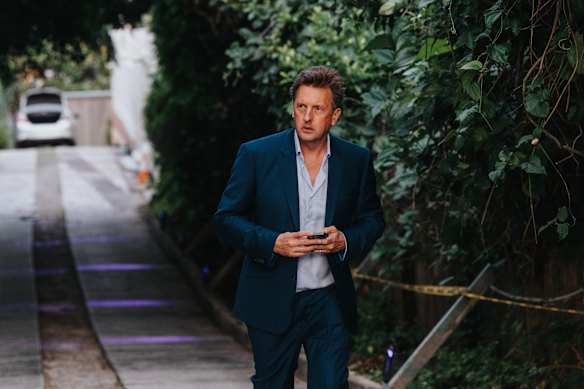 Simon Rothery leaving Lachlan and Sarah Murdoch’s Christmas party in Bellevue Hill.
