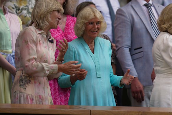 Queen Camilla reacts to the victory of Arthur Fery.