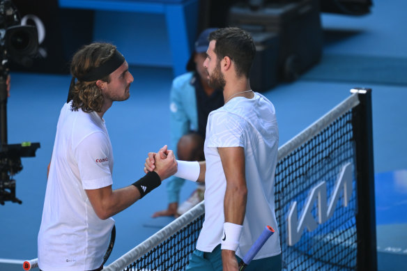 Stefanos Tsitsipas and Karen Khachanov after the match.