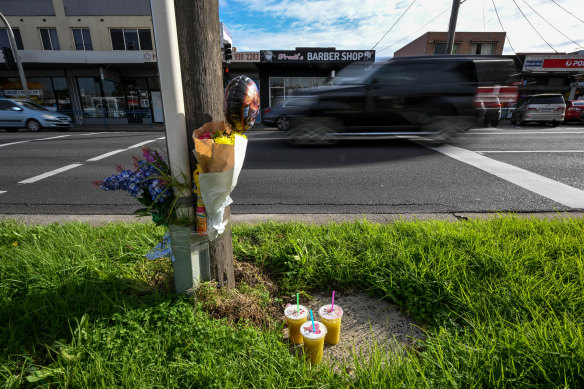 The scene of a road death in Sunshine North in 2022.