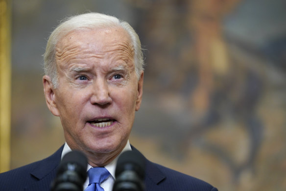 US President Joe Biden speaks about Russia from the Roosevelt Room at the White House in Washington on Friday, September 30.