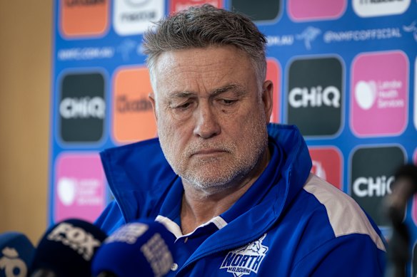 North Melbourne GM of football Todd Viney at an eye-opening press conference on Wednesday.