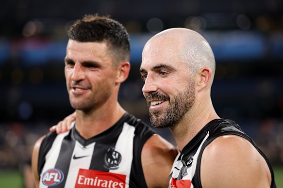 Pendlebury and Sidebottom have played together in 332 matches and two premierships. 