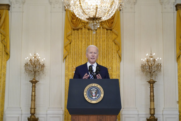 President Joe Biden uses an address in the East Room of the White House to speak about Russia’s invasion of Ukraine.