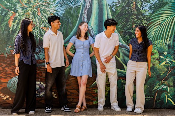 Penrith Selective High School students Yingye Chen, Shabad Nagpal, Freya Stewart, Ryan Wen, Rupali Wadhwa.