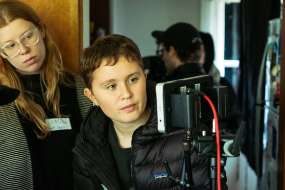 Young actress-turned-director Eliza Scanlen on the set of her short film <i>Mukbang</i>.