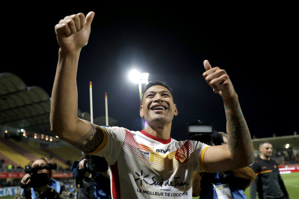 Israel Folau's next match will be his first on English soil for Catalans Dragons.