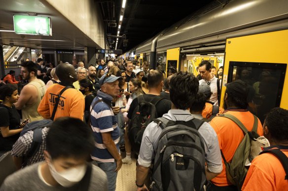 Commuters at Town Hall train station.