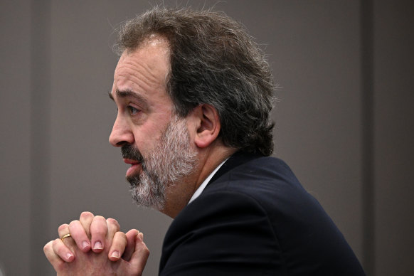 Former Victorian sport minister Martin Pakula at the federal inquiry on Monday.