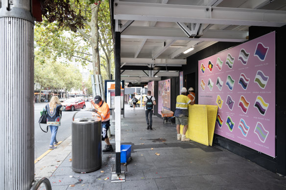 The City of Sydney commissioned a large mural to cover up the hoardings outside the TOGA construction site on Oxford Street.